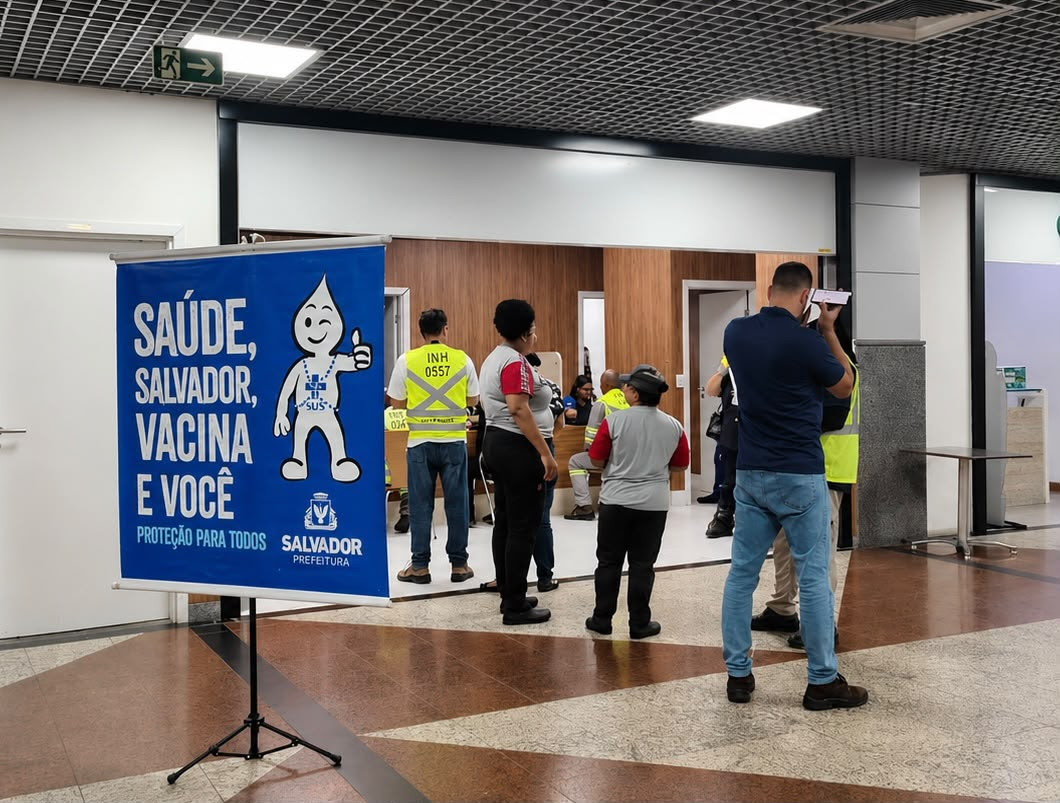 Aeroporto de Salvador recebe posto de vacinação gratuita durante o mês de julho